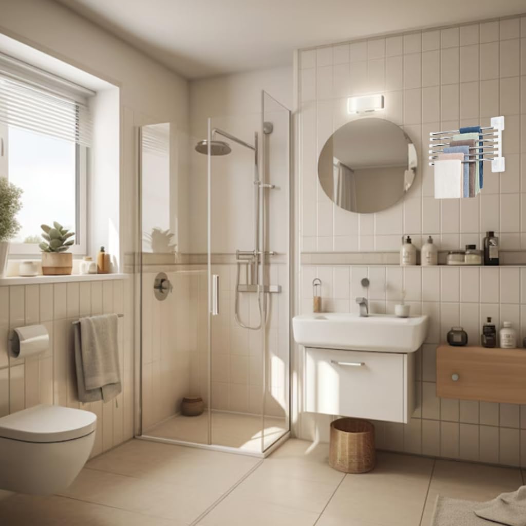HASTHIP Bathroom Face Towel Rack 6-Bar Rotatable Bathroom Towel Rack Rotatable Stainless Steel Towel Bar Self Adhesive Wall Mount Face Towel Rack HASTHIP Bathroom Face Towel Rack 6-Bar Rotatable Bathroom Towel Rack Rotatable Stainless Steel Towel Bar Self Adhesive Wall Mount Face Towel Rack